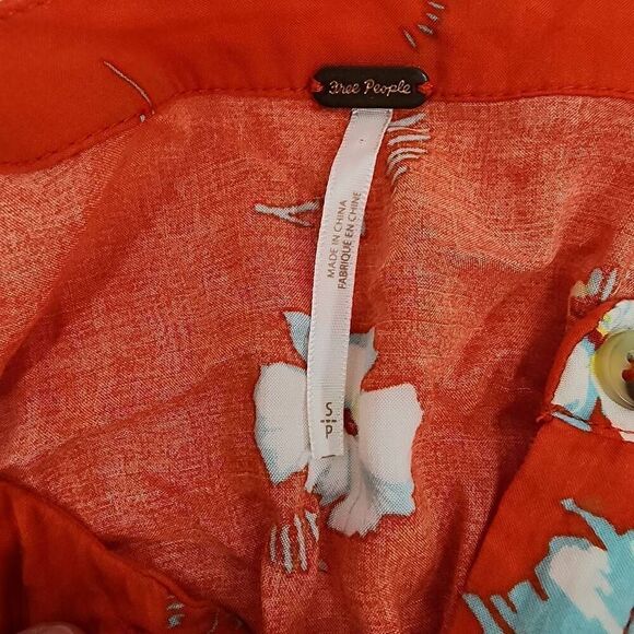 Free People Size Small Greatest Day Orange Floral Print Smocked Mini Dress T - Picture 8 of 10